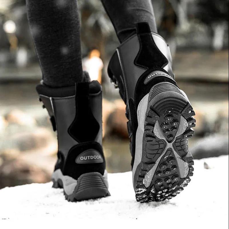 Winter Women's Ski Boots Waterproof Non-slip Outdoor Large Size Snow Boots Plus Velvet Thick Leather Boots