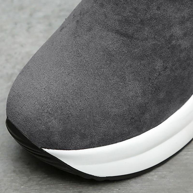 Winter Thick-soled Inner Heightening Plus Fleece Snow Boots High-top Side Zipper Canvas Women's Short Boots