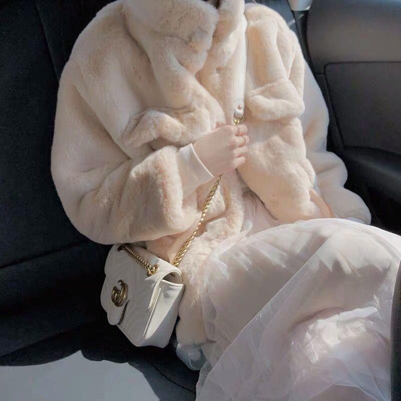 Winter Fur Coat Women's Mid-length Thickened Warmth Imitation Rabbit Fur Plush Loose Coat Women