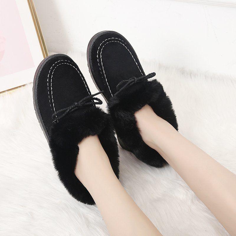 Fashion Short-Tube Snow Boots Women's Shoes Booties Bow Non-Slip Wear-Resistant Plus Velvet Thickening Winter Warm