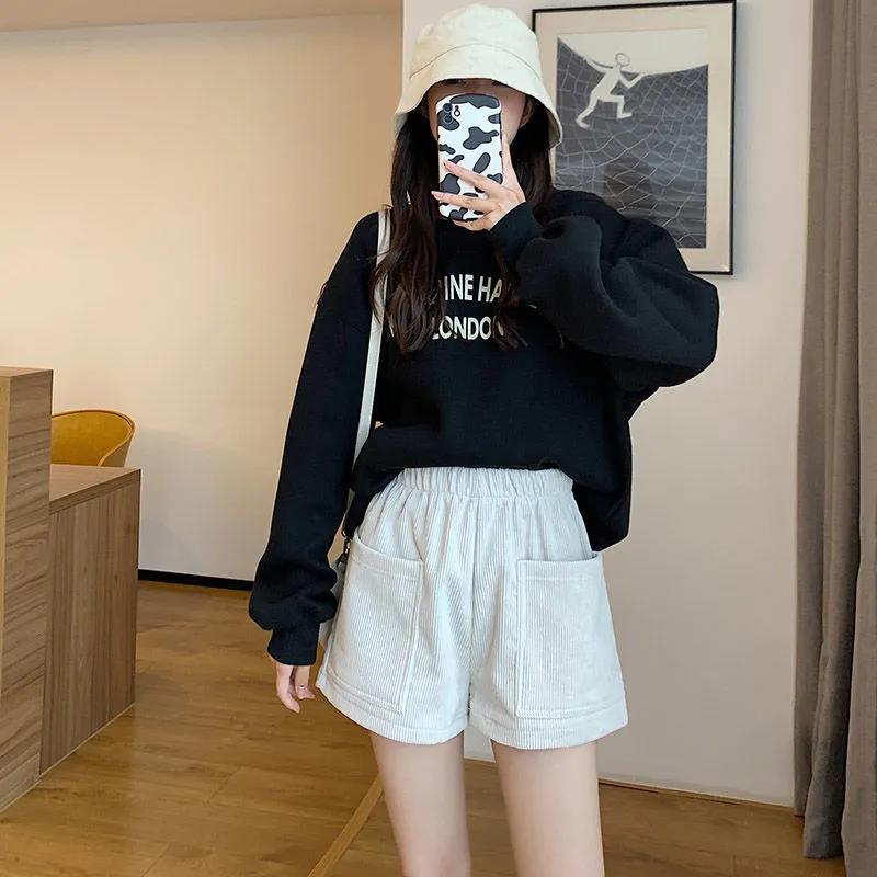 Autumn and Winter Plus Size Thickened Corduroy Shorts Women's Western Style Is Thin Wide-leg Corduroy High Waist All-match Outer Wear Boot Pants