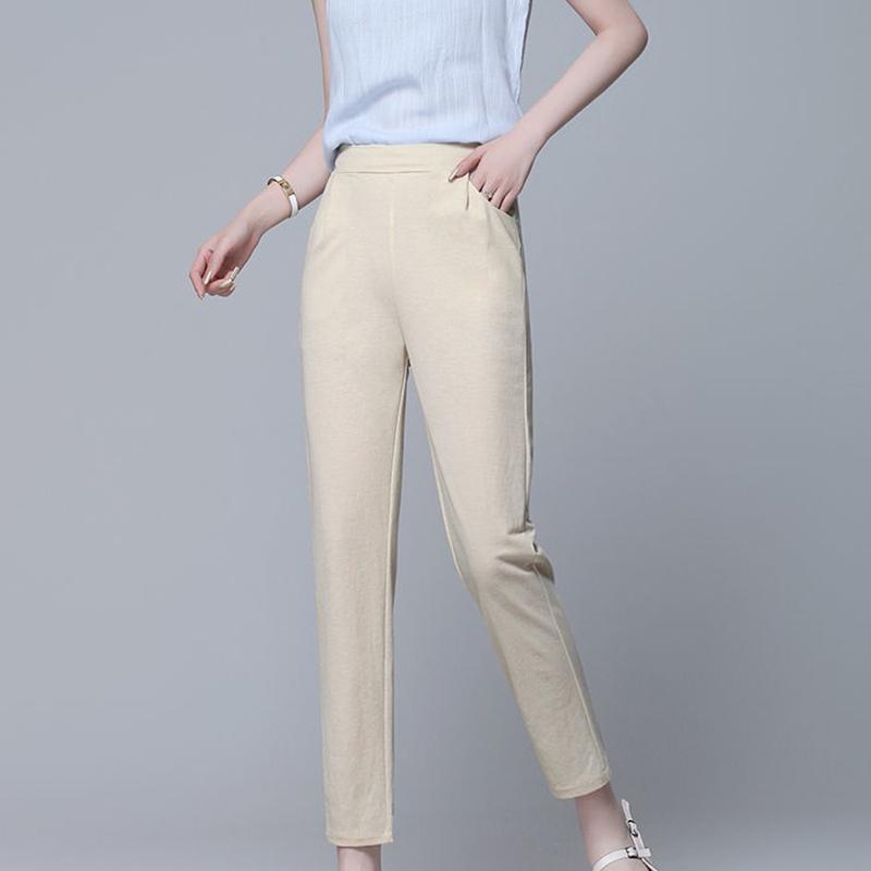 Summer Nine Points Loose Thin Large Size High Waist Korean Version White Pencil Pants Thin Black Casual Pants Women's Clothing