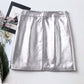 Short Faux Leather Skirts Women 2020 Sexy Slim Thin Package Hip High Waist Pencil Skirt Silver