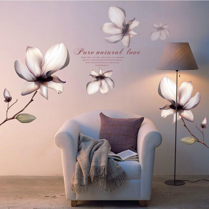 New purple dream flower magnolia flower bedroom sofa pvc transparent film