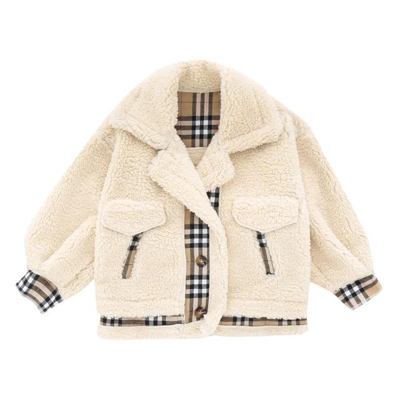 Girls Lamb Wool Coat Plus Velvet Thick Autumn and Winter Clothes Girl In Warm Top