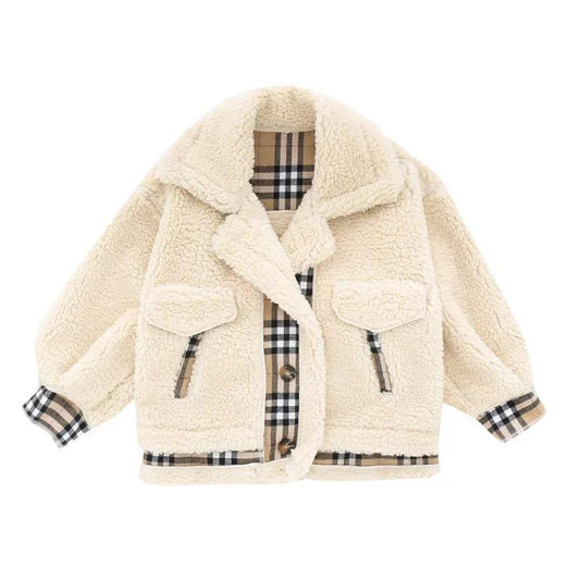 Girls Lamb Wool Coat Plus Velvet Thick Autumn and Winter Clothes Girl In Warm Top