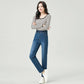 Elastic Waist Jeans Women's Spring 2022 New Elastic Slim Straight Pants Women's High Waist Slim Long Pants