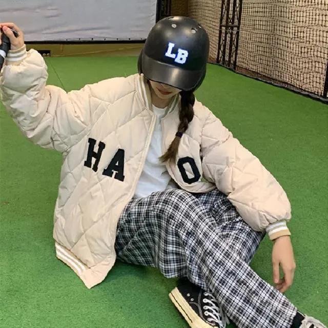 Baseball Uniform Cotton Jacket Women's Large Size Loose Korean Student Small Trend Cotton Jacket Women