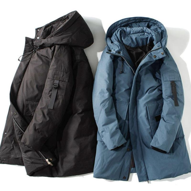 Hooded Down Jacket Men's Mid-length Winter Warmth Tide Brand Cotton Jacket Korean Youth Handsome Senior Jacket