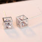 Simple Alloy Cube Zircon Stud Earrings Elegant Clear Zircon Stud Earrings for Women Girl Jewelry