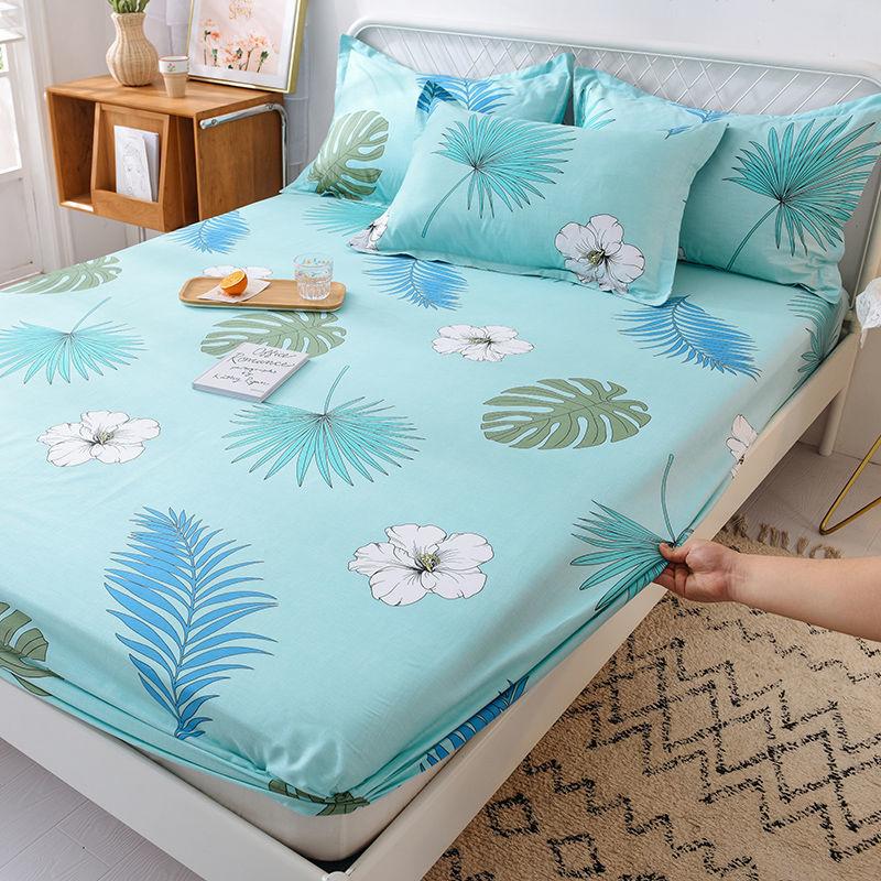 Mattress Protector Bedding Three-piece Cotton Padded Printed Bedspread and Pillowcase