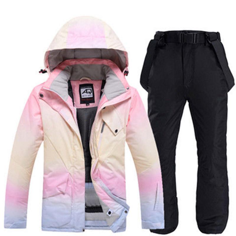 Winter Windproof and Waterproof Ski Suit Suit Unisex Veneer Waterproof and Cotton Wear-resistant Couple Ski Hoodie Suit