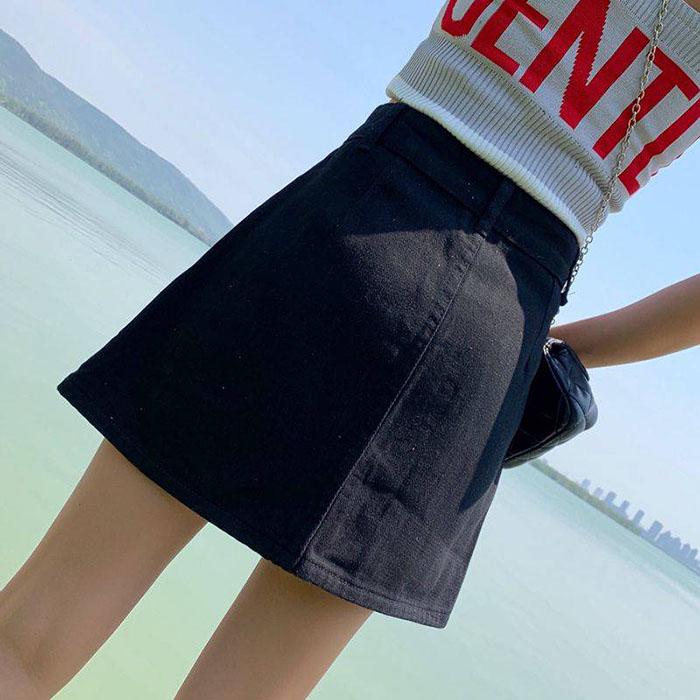 S-5XL Women Large Size Black Denim Skirt High Waist Thin Student Bag Hip Skirt A-line Skirt