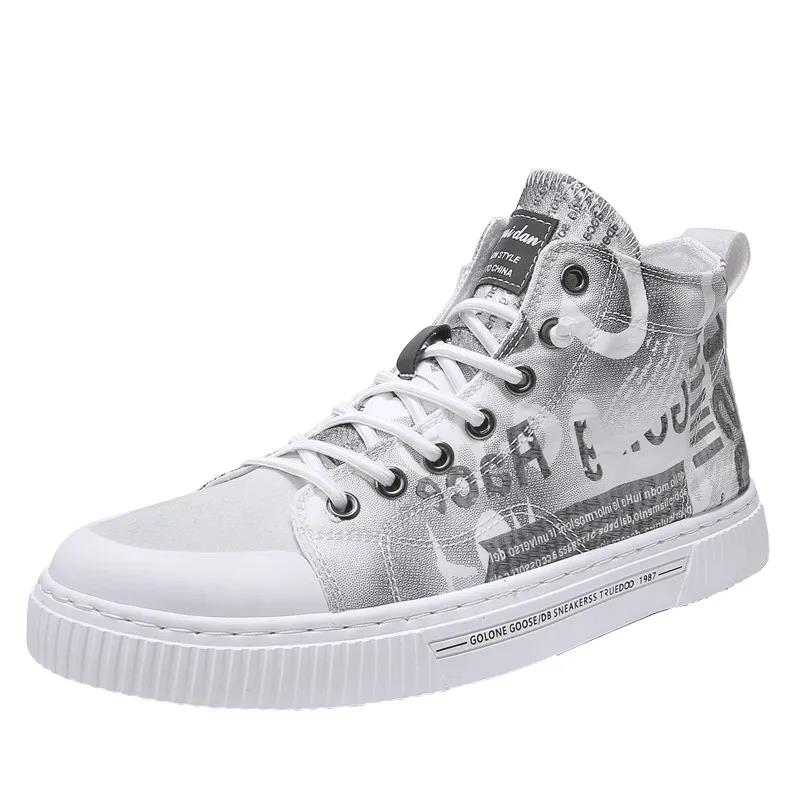 Summer Breathable High-top Canvas Flat Shoes Men's Casual Thin Cloth Shoes All-match Trendy Shoes