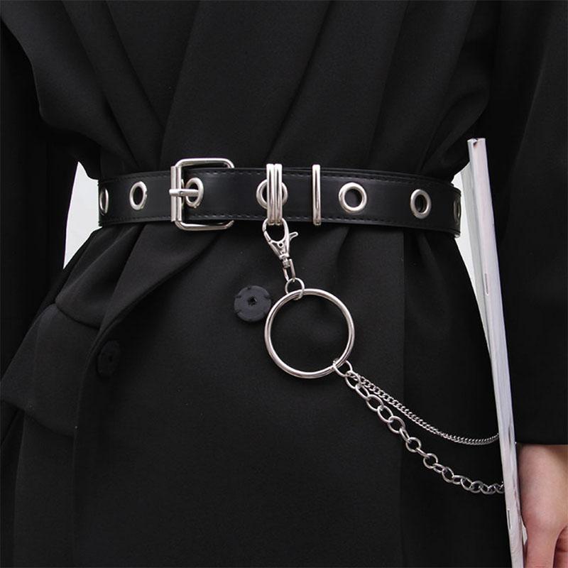 Punk Belt Men and Women Cool Belt Pants Chain Decoration All-match Simple Tide Black