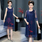 Chiffon Shirt + Dress 2pcs Suit  Women's Sun Protection Clothing Sun-Dress Mid-length Plus Size Shawl Loose Outer Chiffon Cardigan Thin Coat Beach