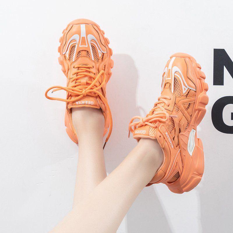 Spring and Summer Daddy Shoes Women's Shoes Thick Bottom Breathable Wild Hollow Sports Casual Shoes
