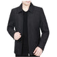 Men's Autumn and Winter Wool Plus Velvet Padded Jacket Stand-collar Casual Jacket Male Warm Thick Coats Mid-length Thick Coat Black Grey Outerwear