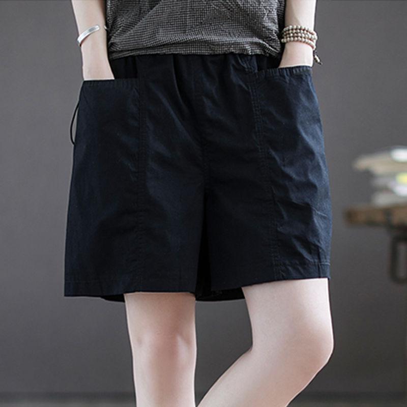 100% Cotton Shorts Women's Summer High Waist All-match Loose Five-point Casual Wide-leg Pants