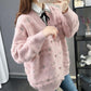 Mid-length Autumn and Winter Top Loose Casual Knit Cardigan Long-sleeved V-neck Sweater