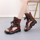Soft Leather Women's Sandals Spring and Summer Platform Women's Shoes Fish Mouth Flat Roman High-top Sandals