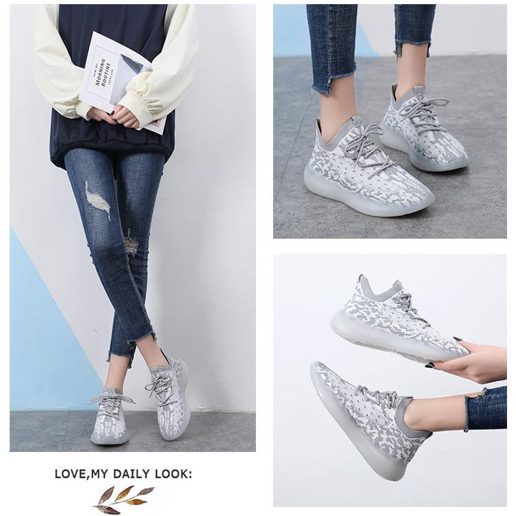 Knitted Sports Shoes Female Spring Coconut Shoes Rainbow Jelly Bottom Flying Woven Woman Sneakers