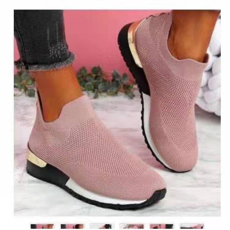 Fashion Summer Flying Knit Socks Shoes Stretch Cloth Plus Size Women's Breathable Shoes