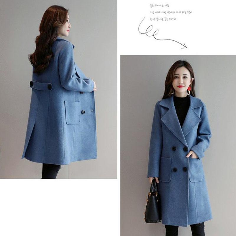 Autumn and Winter Korean Style Slim Slimming Fashion Temperament Mid-length Waist Woolen Coat Women's Woolen Coat