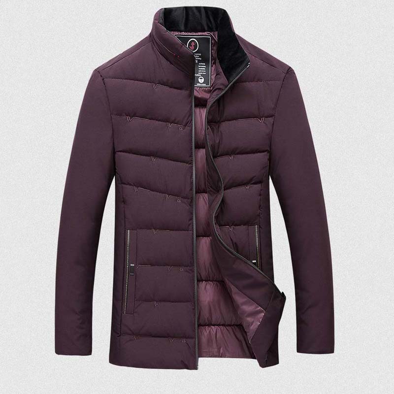 Winter New Style Men's Mid-length Thick Warm Cotton Padded Jacket Young and Middle-aged Stand-up Collar Slim Padded Jacket