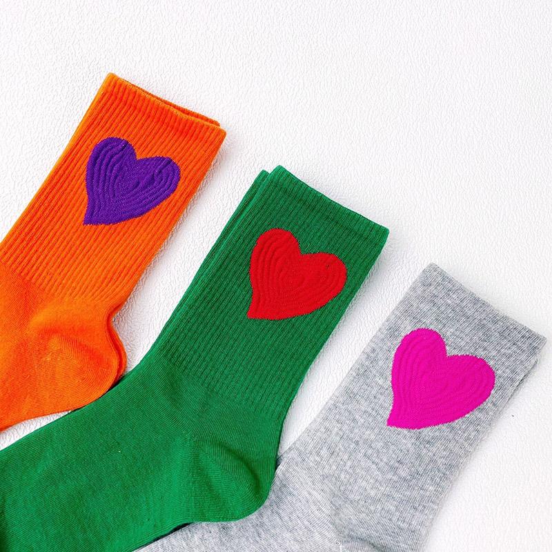Three pairs of winter socks fashion multicolor love stockings women's cotton color stockings