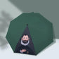 Fully Automatic Umbrella Cartoon Oil Painting Female Student Sunny and Rainy Sun Umbrella Black Glue Sunscreen Anti-ultraviolet Sunshade