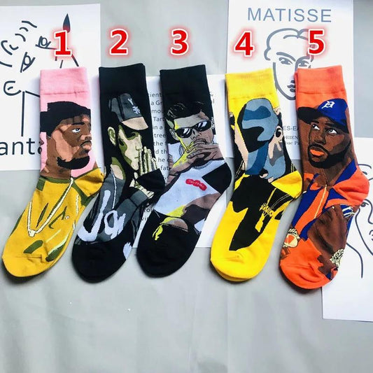 5 Pairs of Cotton Socks Unisex High Socks Student Basketball Hip-hop Skateboard Socks
