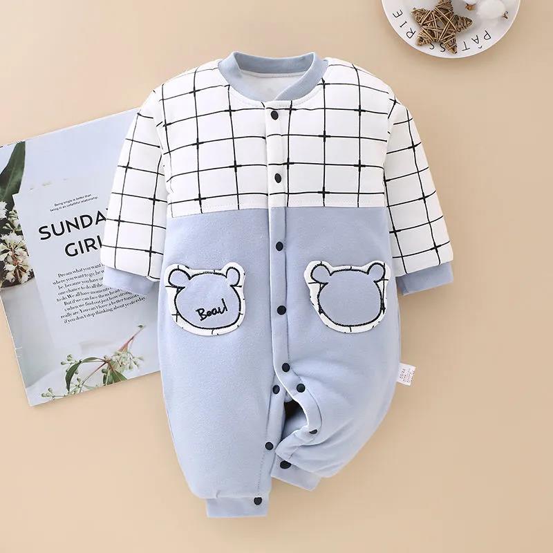 Baby Warm Cotton Clothes Fall and Winter Outing Jumpsuits for Boys and Girls Baby Padded Cotton-padded Clothes Newborn Baby Cotton Padded Clothes