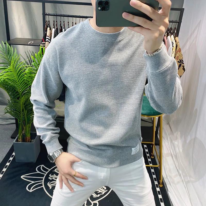 Men's Winter Plus Velvet Thickening Men's Long-sleeved Round Neck Simple Trendy Top Clothes Sweater