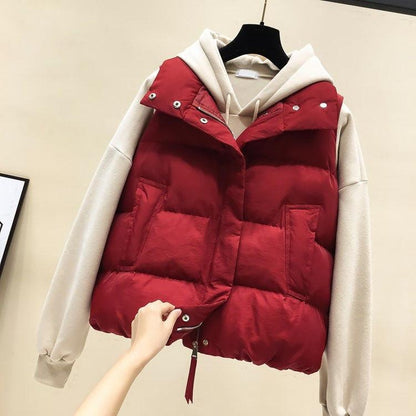 Autumn and Winter Short Plus Size Down Cotton Vest Fashion Casual Loose Jacket Sleeveless Simple Female Vest