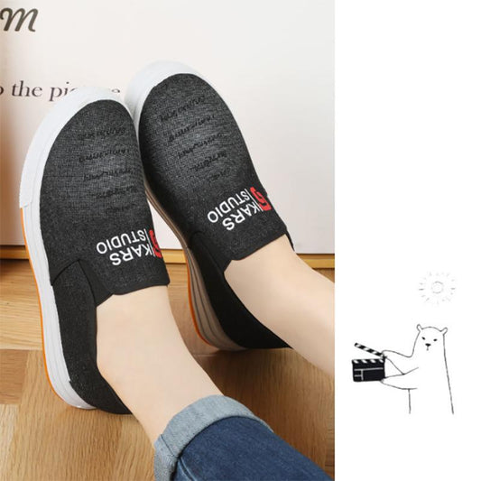 Spring and Summer Schoolgirl Canvas Shoes Korean Style Old Beijing Cloth Shoes Non-slip Tendon Bottom Low-top Flat Shoes