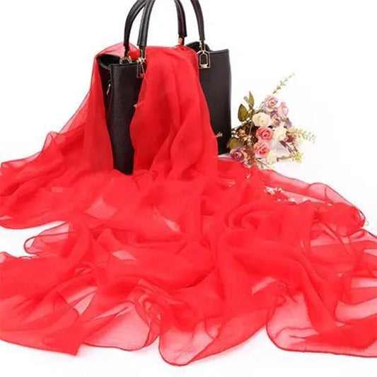 Pure Color Ice Silk Scarf Female Air Conditioning Shawl Warm Scarf Ladies Silk Scarf Thin Section Mother Decoration Sunscreen Long Beach Towel