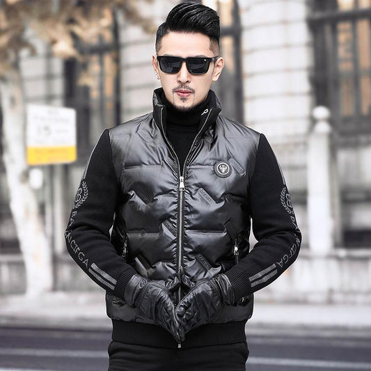 Fashion Trend Short Stand Collar Men's Down Jacket Outdoor Thick White Duck Down Warm Jacket