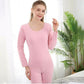 Women Winter Thermal Underwear O-neck Lingerie Female Autumn Tight Suit Thicken Windproof Lowneck Soft Lining Long Sleeve High Elasticity Slim