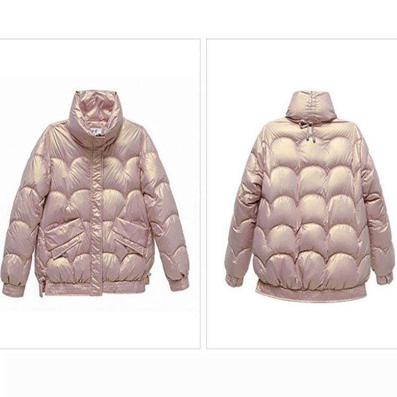 Down Cotton Jacket Winter Loose Korean Color Glossy No-wash Stand Collar Short Cotton Jacket Suitable for Women