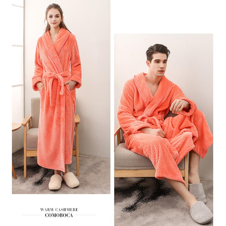 Men Cashmere Bathrobe Winter Thickening Home Clothes Ladies Shawl Bathrobe Long Robe Coat