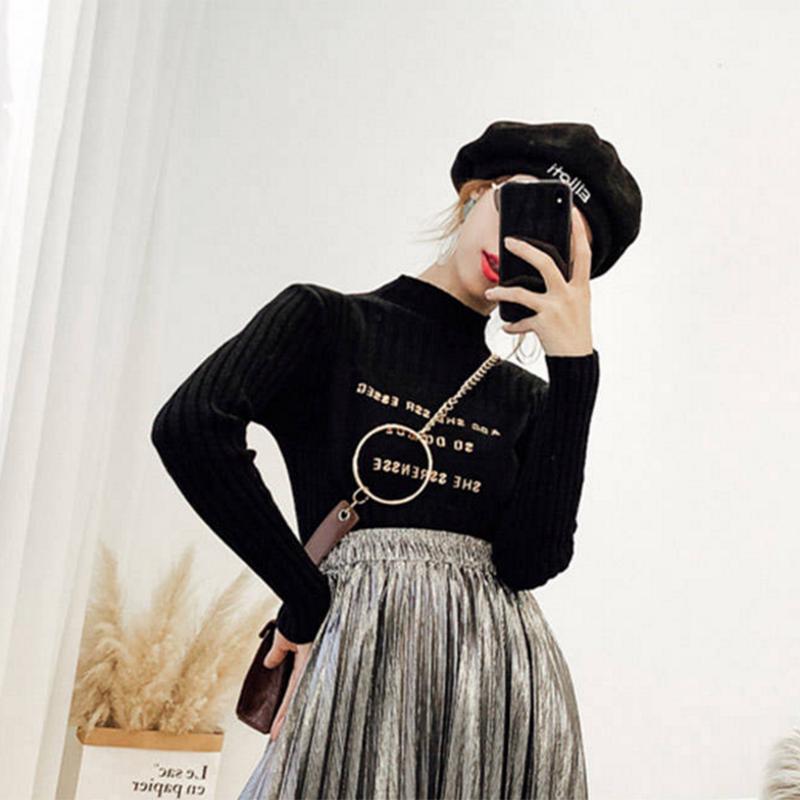 Podilove Retro Slim Long Sleeve Knit Bottoming Shirt Women's Loose Pullovers Women's Fashion