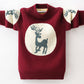 Boys Sweater Pullover Fall Winter Round Neck Sweater Middle and Large Children's Cotton Base Warm Sweater