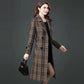 Woolen Coat Women's Mid-length Autumn and Winter Long Over-the-knee Thickened Warm Houndstooth Plaid Woolen Coat