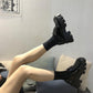 British Style Small Leather Shoes Women's Shoes Black Thick-soled Ladies All-match Platform Shoes Lace Up Patent Leather Single Shoes