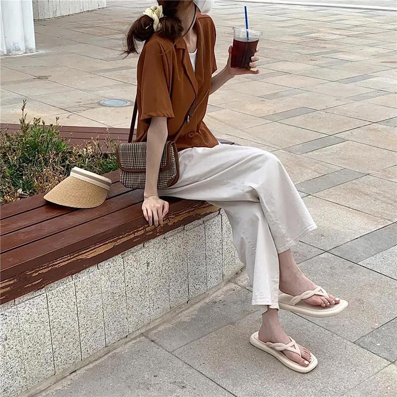 Flip-flops Female Summer Fairy Style Casual Fashion Korean Retro Flip-flops Vacation Beach Sandals and Slippers