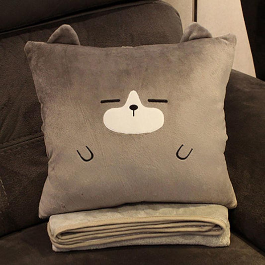 Cute Pillow Quilt Dual-use Nap Pillow Three-in-one Multi-function Coral Fleece Soft Breathable Blanket Car Decoration Pillow Portable Blanket