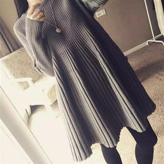 Autumn and Winter Thickened Base Skirt Mid-length Slim and Thin Puff Skirt Solid Color Casual Women Sweater Skirt