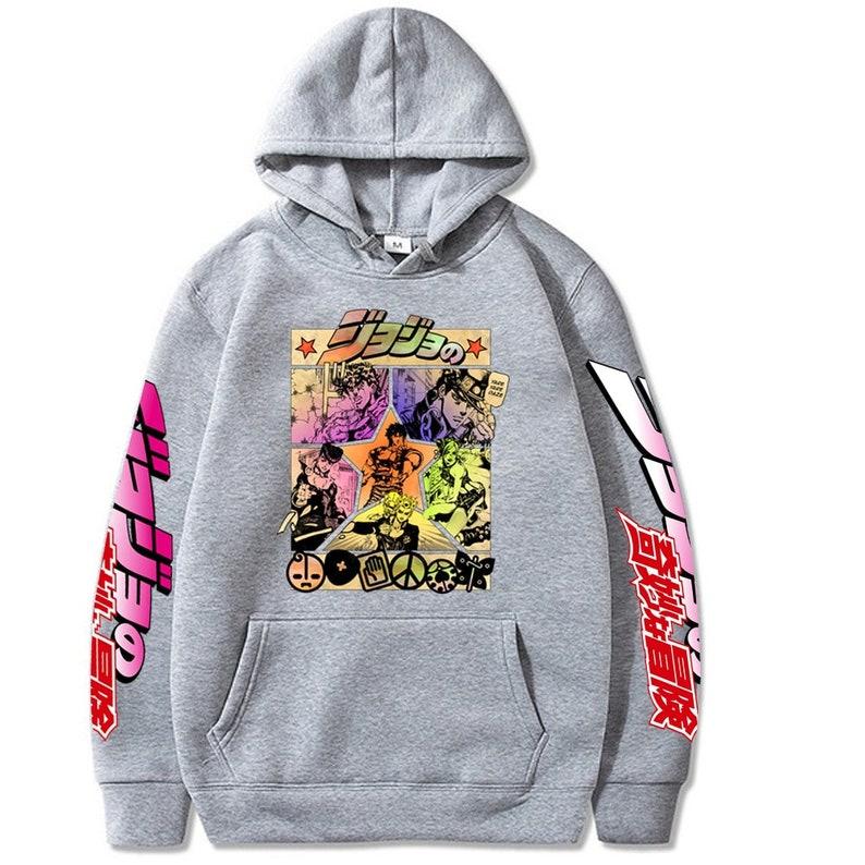 Harajuku JOJO's Bizarre Adventure Unisex Hoodies Japanese Anime JOJO Printed Men's Hoodie Streetwear Casual Sweatshirts