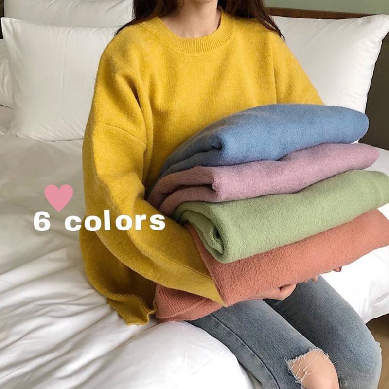 Pofulove Slim Thick Joker Bottoming Sweater sleeve pullover jacket tide milk blue sweater forest